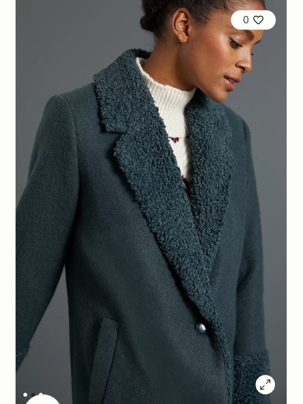 HUTCH Anthropologie Winter Coat Size XL Color-block, Sherpa, Long, Teal Green